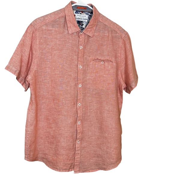 Denim and Flower Other - Denim & Flower Ricky Singh 100 % Linen Button Up Shirt Men's Sz L Short Sleeves